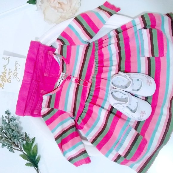 OSHKOSH PINK STRIPED MATCHING SET AND SHOES BUNDLE 6M - Picture 6 of 16